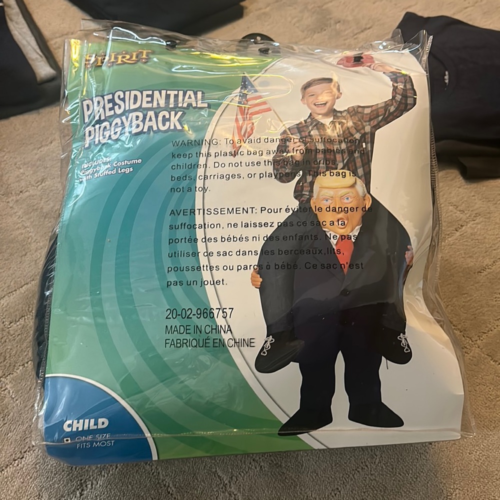 Spirit Kids President Trump Piggyback Costume - Black and Blue onesize fits most